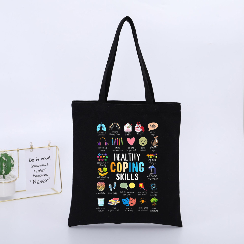 Borsa in tela con tipografia i - Health Wellness Mental Health recensione e prezzo